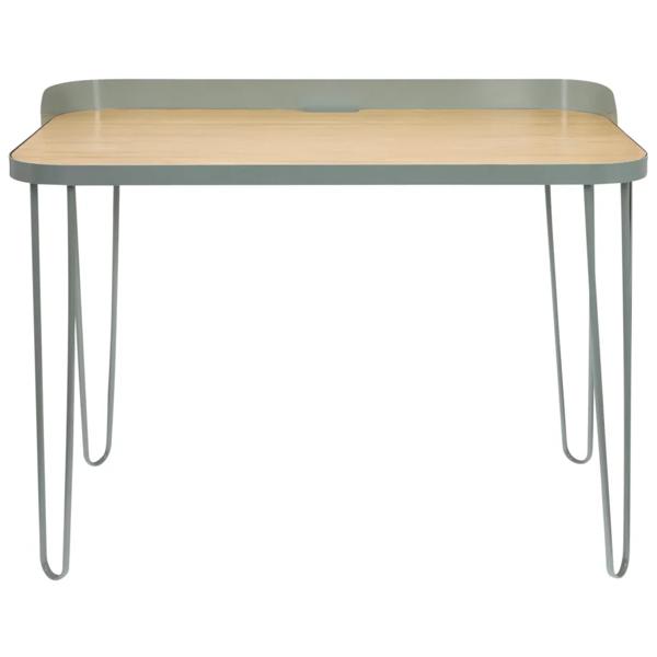 Escritorio De Metal Y Bambú 99,5x50x81 Cm