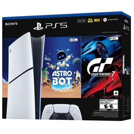 Consola Ps5 Digital + Astro Bot Y Gt7