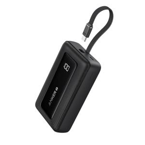 Power bank compacto 10K 30W con cable USB-C integrado negro Anker