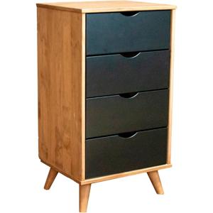 Cómoda Lía Vekkahome 4 Cajones Madera Pino Negro