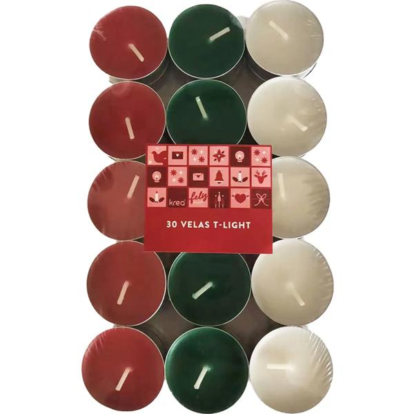 Vela T-Light Tricolor 30 Piezas M+Design