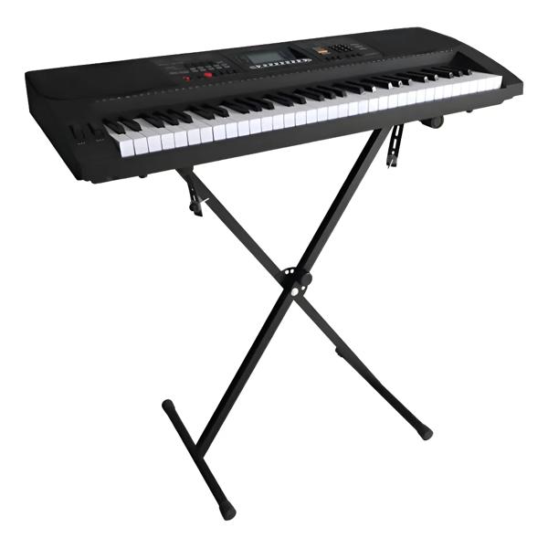 Teclado Musical 61 Teclas Piano + Atril Color Negro