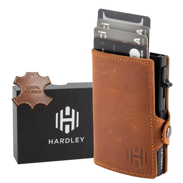 Billetera Hombre De Cuero Tarjetero Bloqueo Rfid Hardley