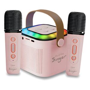 Parlante My Lil First Singer Luz Rgb 2 Mic Inalam Mlab 09395 Color Rosa