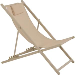 Reposera Con Almohada 4 Posiciones Beige