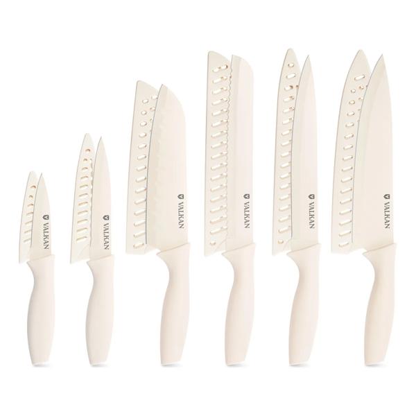 Set Cuchillos 12 Piezas Cocina Acero Valkan Color Crema