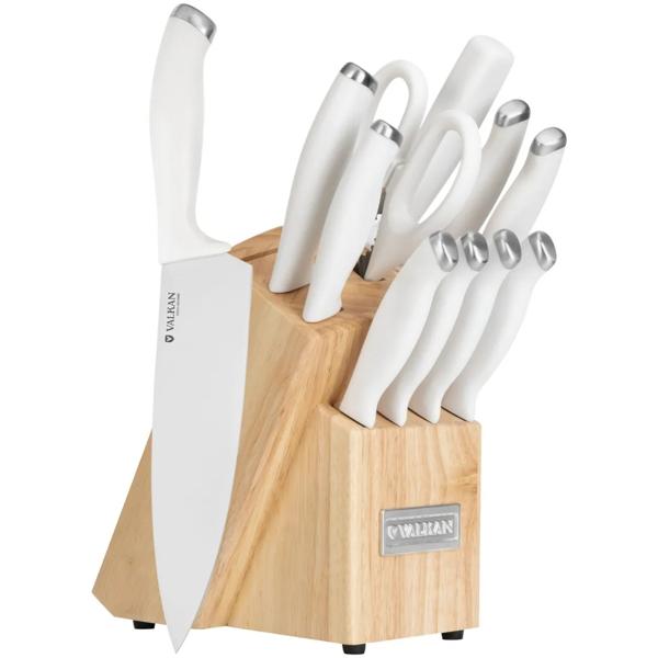 Set Cuchillos 12 Piezas Cocina Completo Acero Inox Valkan Color Blanco