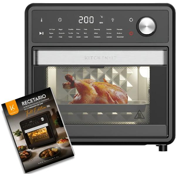 Horno Freidora De Aire Full Edition 24 En 1 - 15l Kitchen-it Negro