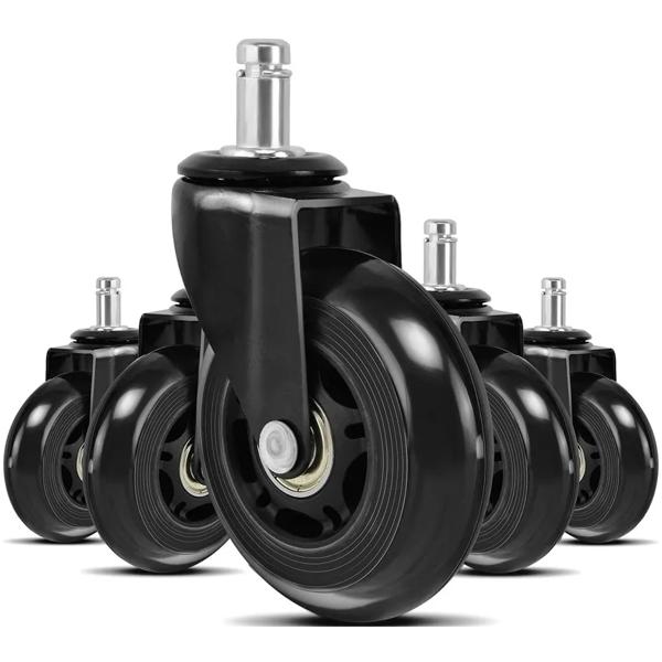 Ruedas Para Silla Escritorio Tipo Roller Set X5 Universales Negro