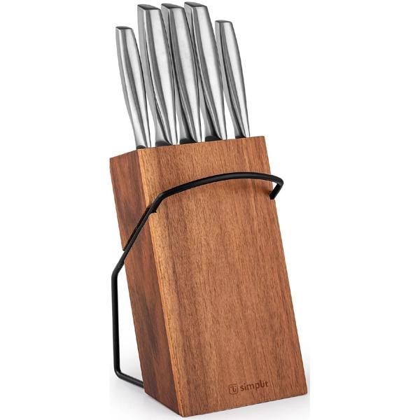 Set Cuchillos Stahl 5 Pcs Acero Inoxidable + Taco Simplit