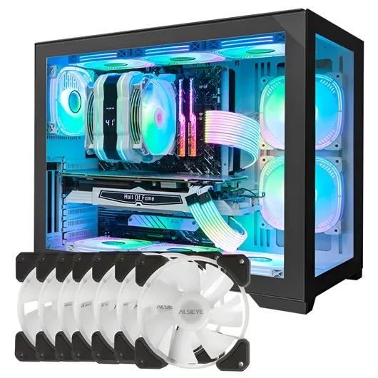 Gabinete Gamer Alseye Cube con 7 Ventiladores Neo Pro Fan Negro