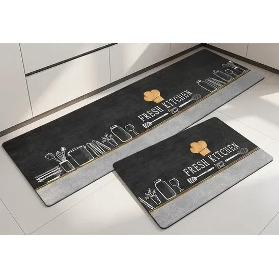 Set Alfombras Cocina Diseño Chef Negro