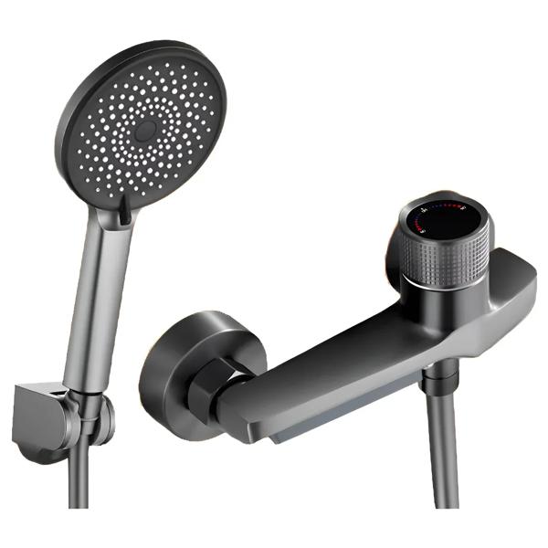 Monomando Llave Grifo Para Tina Ducha Gris Oscuro