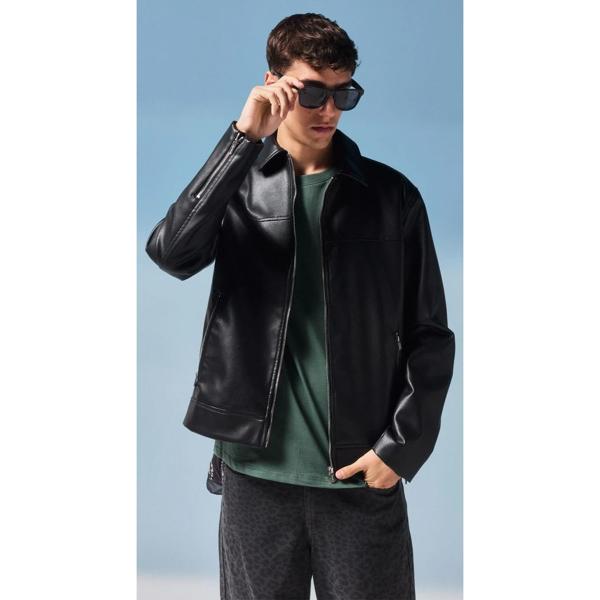 Chaqueta Bomber Cuero Sintético