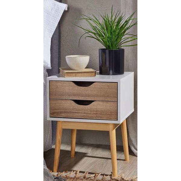 Velador Florencia 2 Cajones Blanco