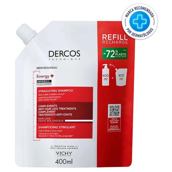 Shampoo Dercos Anticaída Energy+ Refill 400 ml