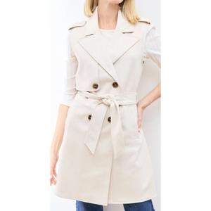 Abrigo Tipo Trench de Gamuza Sintética sin Mangas