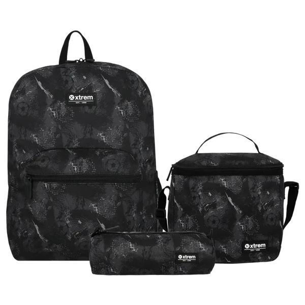 Triple Pack Mochila Niño Xtrem Fútbol Negro