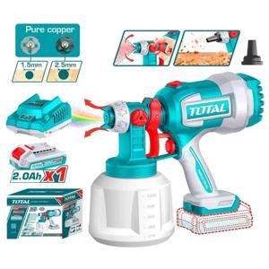 Pistola Para Pintura Total 20v, Flujo 800ml/min, Capacidad 1000ml + Batería y Cargador
