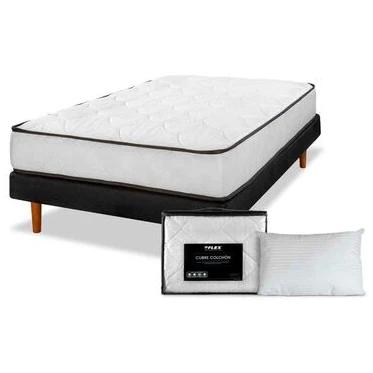 Cama Europea Flex 1,5 Plazas New Simple + Almohada + Cubrecolchon Básico