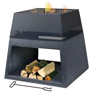 Fogón Parrilla A La Piedra Pirámide 59x59x59cm Color Negro