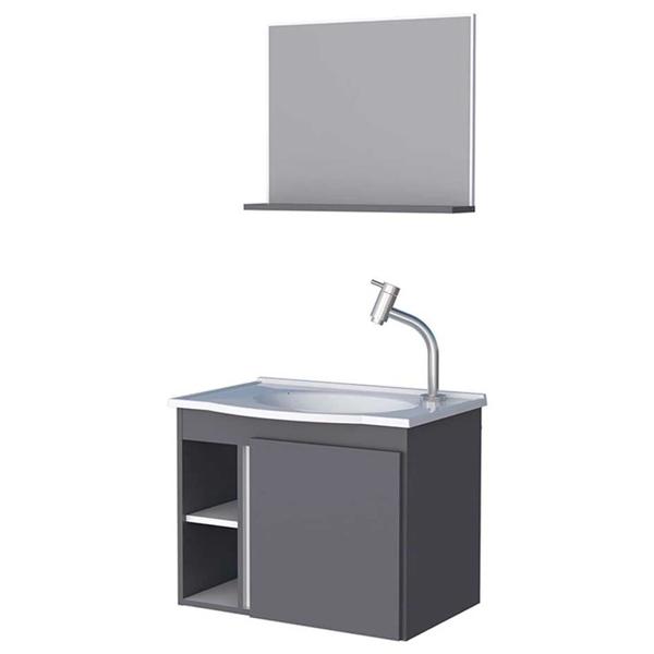 Vanitorio Lavamanos Espejo con Repisa Vikkahome Safira Gris