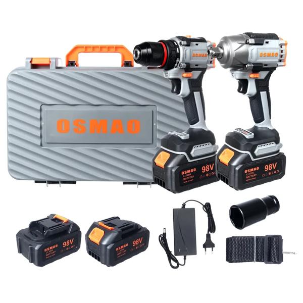 Kit Llave de Impacto y Taladro 98V Osmao Negro