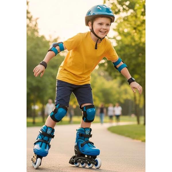 Set de Patines en Línea Azul con Protecciones