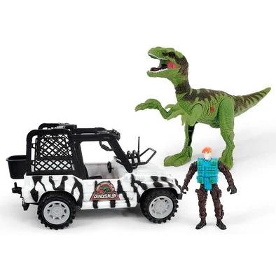 Set Safari con Explorador y Velociraptor Incluye Luz y Sonido