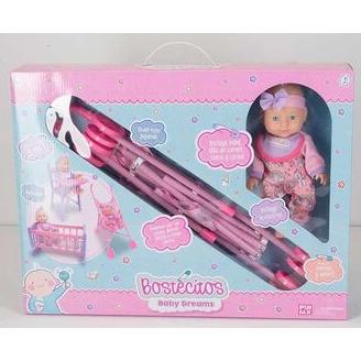 Muñeca 30Cm con Accesorios y Coche Bostecitos