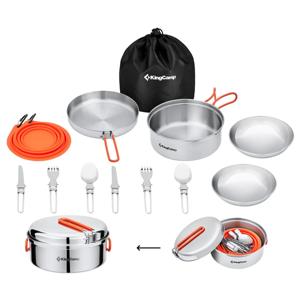 Set accesorios cocina camping inox 2 personas