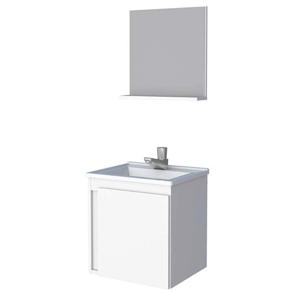 Vanitorio + Lavamanos + Espejo con Repisa Vekkahome Onix Blanco