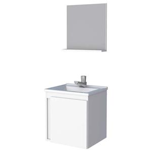 Vanitorio + Lavamanos + Espejo con Repisa Vekkahome Onix Blanco