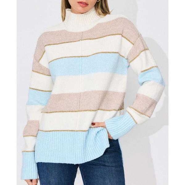 Sweater Listado con Hilo Metalizado Corte Color