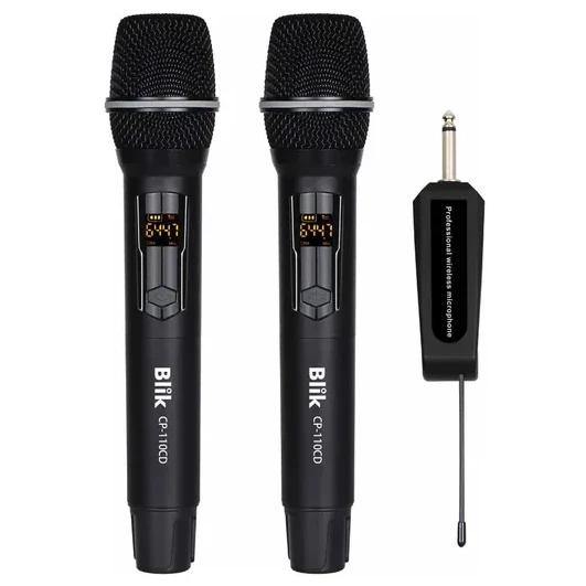 Par de Micrófonos Inalámbricos con Receptor Karaoke Blik Negro