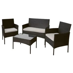 Set Juego de Terraza 4 Pcs Rattan Vincenzi Color Chocolate