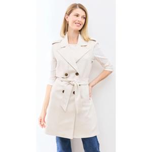 Abrigo Tipo Trench de Gamuza Sintética sin Mangas