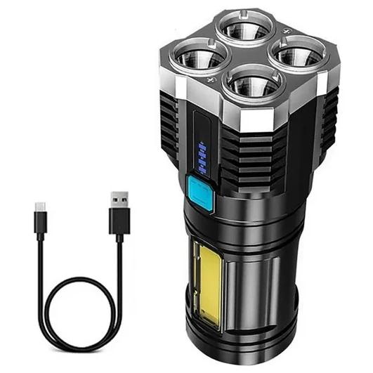 Linterna Led Flashlight Recargable USB 1000lm Alcance 330m 4 Modos COB