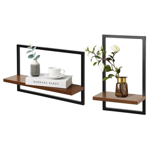 Set 2 Repisas de Madera 35.5x40x12.2 cm Negro