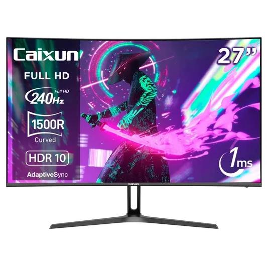 Monitor Gamer Curvo Caixun 27" FHD VA 1500R 240Hz 1ms Negro