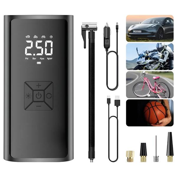 Compresor Portátil 12V Neumáticos con Powerbank y Linterna