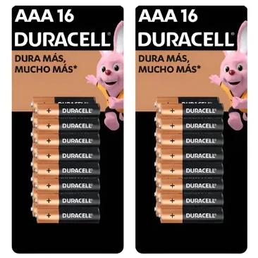 Pack 32 Pilas Duracell AAA (2 x 16 Baterías Triple A)