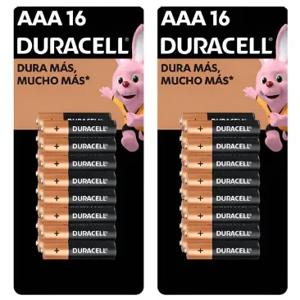 Pack 32 Pilas Duracell AAA (2 x 16 Baterías Triple A)