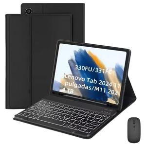 Funda, teclado iluminado y ratón para Lenovo Tab M11 Tb-330fu Ñ negro