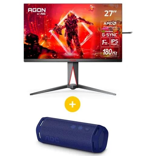 Monitor AOC 27" QHD 180Hz 1ms + Parlante Bluetooth Barca 45W Negro Azul