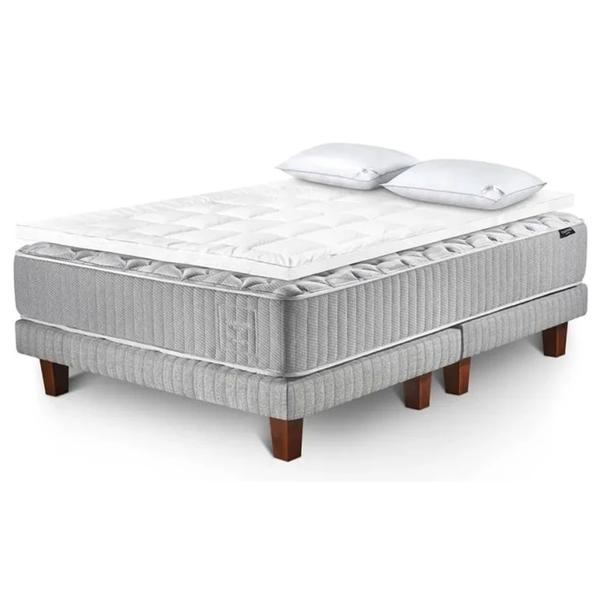 Cama Europea Hybrid Wool King Base Dividida + Almohadas + Topper