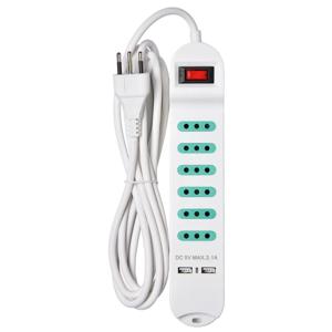 Alargador con interruptor 6 posiciones 3 m blanco Schneider