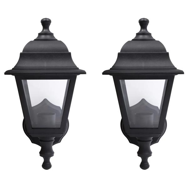 Farol 4 caras E27 negro 2 unidades