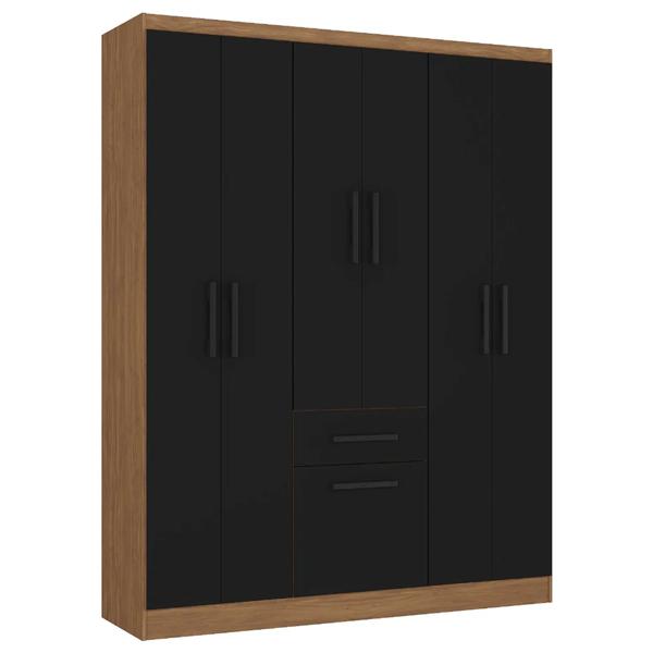 Clóset 6 puertas 1 cajón 1 zapatera acacia/negro