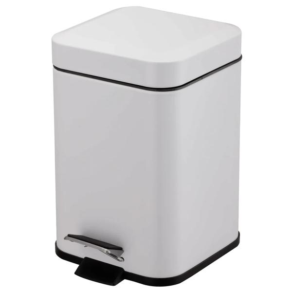 Basurero pedal cuadrado blanco